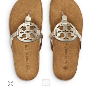 Tory Burch Cloud Metallic Gold and Tan Sandals